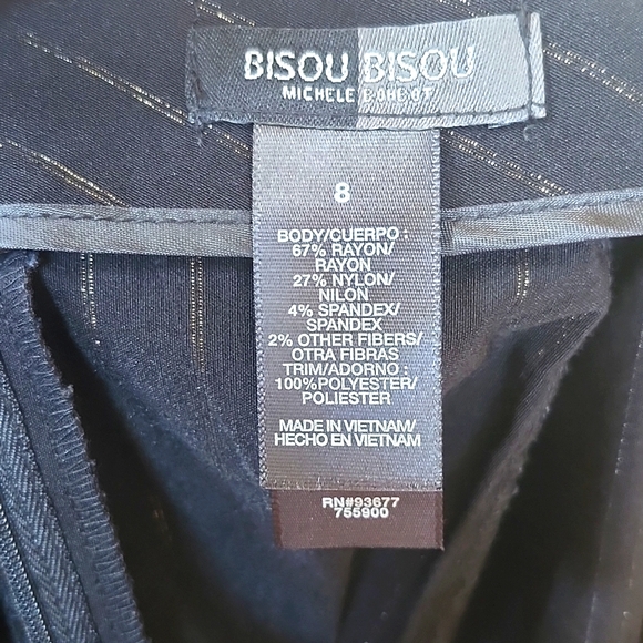 Bisou Bisou pinstripe black pencil skirt women's size 8 - Picture 5 of 7